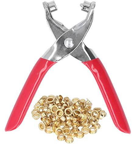 Metal Grommet Hole Pliers Set, Eyelet Rivet Punch Pliers Leather Hole Punch Grommet Tool Kit with 100Pcs 4mm Button for DIY Clothing
