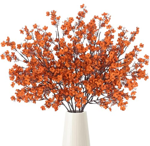 UXORSN 10 pezzi fiori artificiali autunnali gypsophila artificiali fiori di seta secchi decorazione autunnale fiori artificiali come gypsophila vera mazzi di fiori per vaso matrimonio festa tavolo