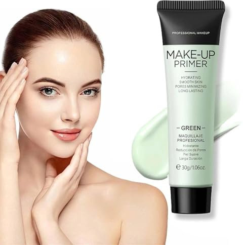 Green Colour Corrector Primer Makeup, Anti-Redness Face, Grips Makeup to Last, for Red & Blemished Skin, Pore Minimizer, Hydrating Make up, Balance Skin Tone