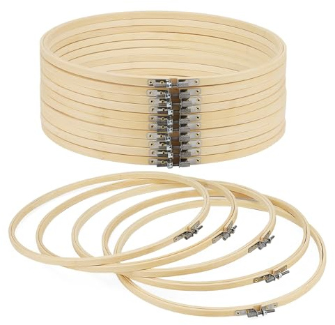 FAAING 15 Stück 20cm Bambus Stickrahmen Groß, Kreuzstich Stickrahmen Rund für DIY Stickerei