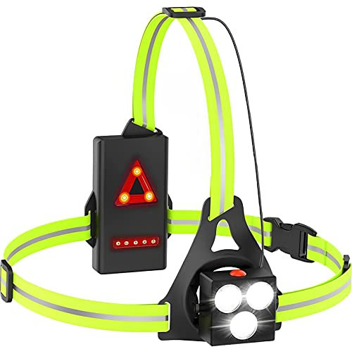 Fyeme Lauflicht mit Reflektierenden Lauflampe Joggen USB 380 Lumen 3 Lichtmodus 90° Verstellbarer Strahl Wasserdicht Brustlampe zum Joggen für Joggen Angeln Camping Bergsteigen