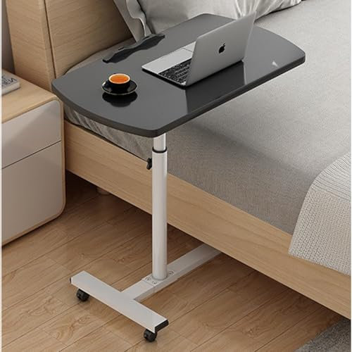 Tavolino da letto regolabile con ruote, tavolino moderno mobile per camera da letto, ospedale, tavolo da spuntino per mangiare e computer portatile, nero