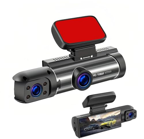 Videocamera Auto 1080P Schermo 3 16 Pollici Rotazione Lente 360 Gradi Visione Notturna Rilevamento Movimento Registrazione Ciclica e Telecamera Retromarcia HD