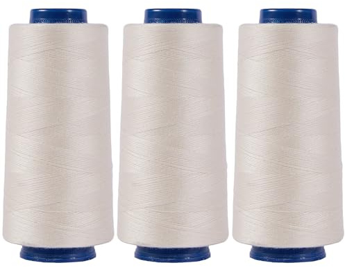 Larger Serger Thread Cones 3 Rolls, 3000 Yards Each Roll Diameter 2.13 Height 4.37 Polyester Pagoda Yarns Sewing Thread Spools 40S/2 for Overlock Quilting