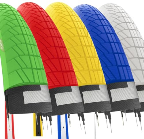 2 neumáticos de Colores 20 x 1,75 (47 – 406) + cámaras de neumáticos de Carretera Graziella City Bike Bicicleta para niño (Azul)