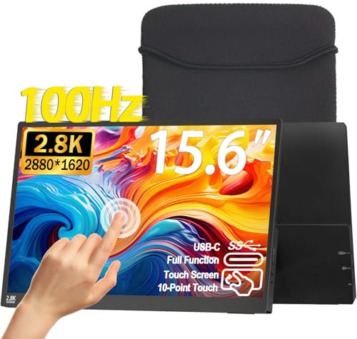 2,5 K bärbar 100 Hz skärm, 15,6 tums QHD pekskärm 2880 x 1620 300 Nits 100 % sRGB IPS spelskärm med VESA HDR FreeSync ögonvård USB-C HDMI extern enligt