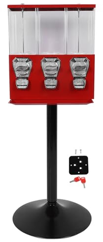 TIKATARER Distributore Automatico di Caramelle con Supporto, Chiavi Antifurto Scatole di Caramelle Individuali Triple Distributore Automatico Commerciale a Soldi con 3 Scatole