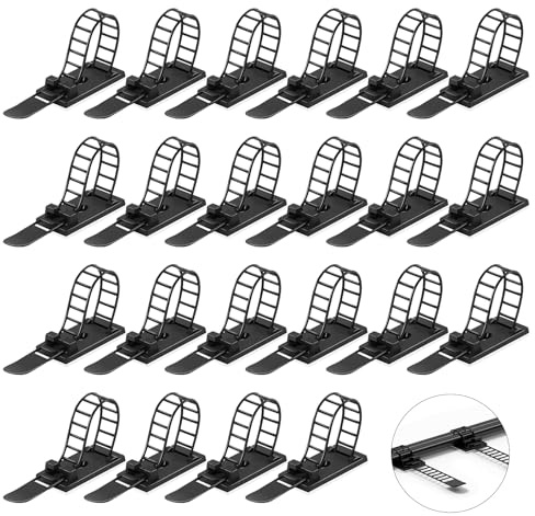 60 Pezzi Clip Passacavi Scrivania, Cable Management Scrivanias, Clip Fermacavi Adesivi, Fascette Organizer Cavi Scrivania Regolabili per Casa Ufficio Cable Organizer