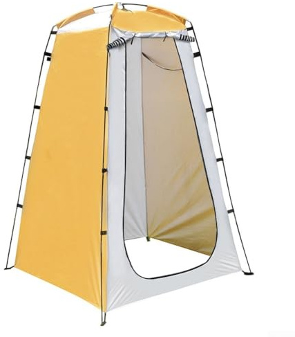 Tienda de ducha para exteriores ligera y portátil con tela impermeable 190T y protección UV, refugio de privacidad para camping, playa y baño (amarillo)