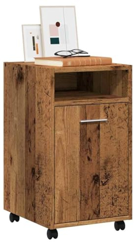 Boltkex Armoire à roulettes aspect bois vieilli, 33 x 38 x 60 cm, avec tiroir, espace de rangement pour bureau, salon, chambre à coucher, couloir, cuisine, armoire multifonction avec casier et étagère
