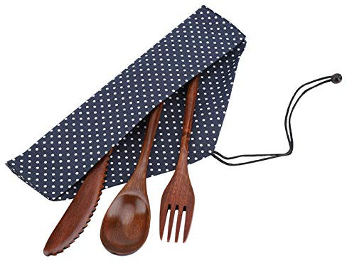 Cucchiai di legno Forchette Set di coltelli Stoviglie da cucina Stoviglie Posate Posate in legno Set di utensili da tavola in legno(1) Knives