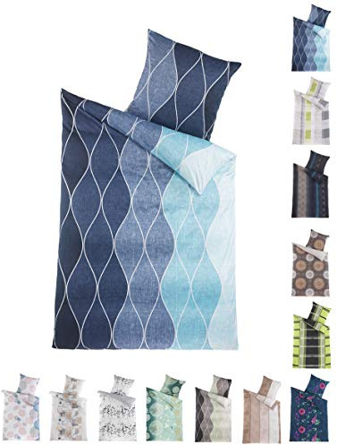 BaSaTex Microfaser Bettwäsche Set, 135x200 cm + 80x80 cm, ALEC Blau