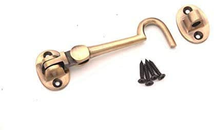 4 Brass Cabin Hook & Eye Silent Catch/Latch/Holder/Back Gate/Shed/Patio Door (Antique)
