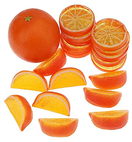 Woration 20 Pieces Artificial Orange & Slices Blocks Simulation Fruits Model Realistic Orange Home Decoration Fake Fruit Model for Party Kitchen Wedding Ornament