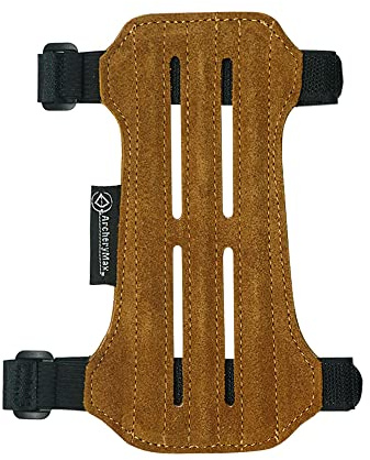 ArcheryMax Arm Guard with 2-Strap Buckles Leather Suede for Shooting Adult Unisex