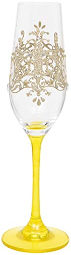 Hand Painted Gold Regal Damask Pattern Champagne Flute, 220ml, Gift Boxed
