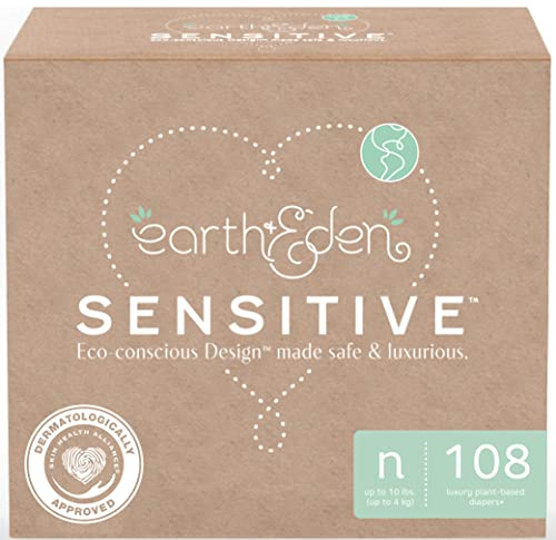 Earth & Eden Sensitive Baby Diapers, Newborn (108 Count) - Eco-Conscious & Hypoallergenic Diapers - No Harsh Chemicals - Comfortable and Gentle on Skin - Dermatologically Approved