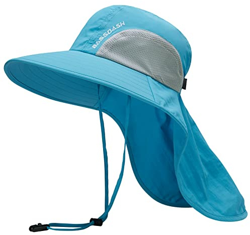 Bassdash UPF 50+ Sombrero de Sol de ala Ancha Unisex Resistente al Agua con Solapa de Cuello Grande Sombrero de Pesca de Cola de Caballo para Hombres Mujeres