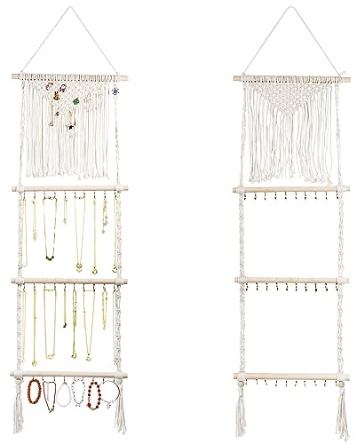 Teniinet Boho Hanging Jewelry Organizer, for Wall Mounted or Door Hanging