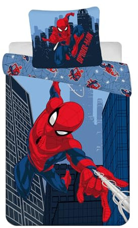 Jerry Fabrics Spider-Man Blue 08 Ropa de Cama para Niños Funda Nórdica 160 x 200 cm y Funda de Almohada 70 x 80 cm Algodón 100%
