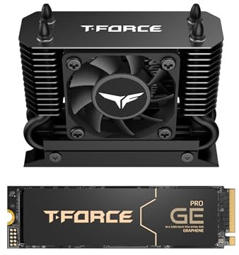 TEAMGROUP T-Force GE PRO 4TB & Airflow I SSD Cooler - GE PRO Graphene Heatsink DRAM SLC Cache 3D TLC NAND NVMe InnoGrit PCIe Gen5x4 M.2 2280 SSD Read/Write 14000/11800 MB/s TM8FG3004TTC133