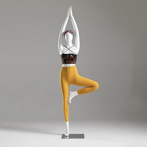 Manichino Torso di Manichino Posa Yoga per Negozio di Vetrine, Supporto per Abito Sportivo con Base in Metallo Staccabile, Manichino con Appendino per Tutto Il Corpo per Abiti da Esposizione (Color :