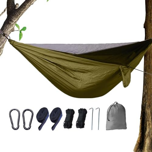 Flugnät för hängmatta, hängmattsnät, andningsbart nät resehängmatta karbinhake ingår, hängmatta camping, fallskärmshängmatta presenning för vildmark, strandresor utomhusaktiviteter
