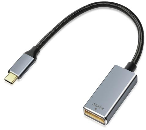 AXFEE Câble DisplayPort, 8K 1.4 32.4Gbps Adaptateur USB C vers Femelle DisplayPort Supporte 4K@60Hz/120Hz/144Hz, 2K@120Hz/240H, 8K@60Hz pour MacBook Pro/Air M1/M2 iPad Pro/Air, XPS, Galaxy S8-S24
