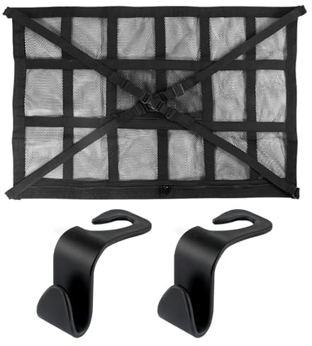 XCRPRT Red de Equipaje para Coche, 90 cm x 65 cm, Red de Equipaje de Doble Capa, Organizador Universal para Techo de Coche, con cordón Ajustable para la mayoría de Tipos de vehículos