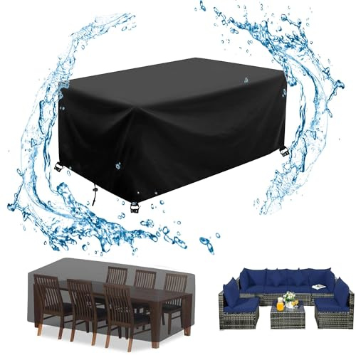 AJALGZ Copertura de Mobili da Giardino 110x60x80cm/LxWxH Nero Telo 420D Oxford Impermeabile Antivento Antipolvere Copri Tavolo da Esterno con Coulisse Copritavolo Telo Copri Mobili da Esterno