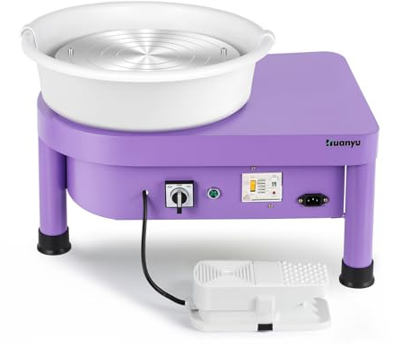 Huanyu 30cm tornio per Ceramica con Sistema a Pipistrello 350W tornio Elettrico per Adulti e Principianti tornio Professionale per ceramisti con Kit di Strumenti per Ceramica (Viola)