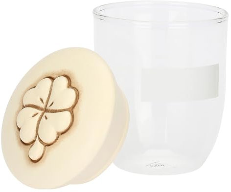 THUN - Barattolo in vetro con coperchio quadrifoglio in ceramica