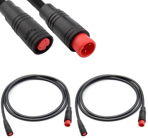 RUNCCI-YUN 2 stycken elcykel 2-stifts förlängningskabel, kontakt till hona elcykelkabel 2 stift vattentät julet anslutning för elektrisk cykel ljus/gas/broms-150 cm