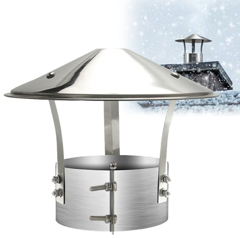 Comignolo Canna Fumaria in Acciaio Inox 201, Comignolo Antivento Antipioggia, Copertura per Camino Pellet Stufa, Rotondo, Terminale Canna Fumaria per Esterni, Regolabile e Rinforzato(130mm/5.1in)