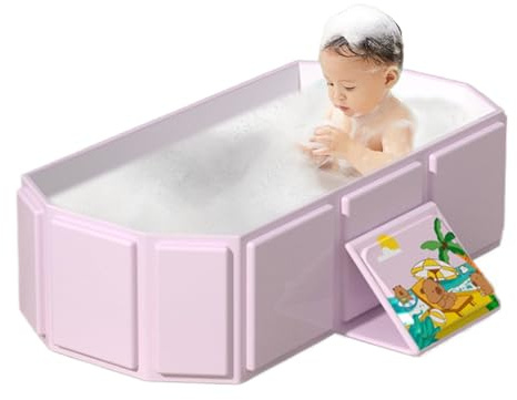 Bañera plegable para lavabo de ducha portátil para diseño reclinable antideslizante | Cubo de ahorro de espacio para niñas, bañera cómoda para la guardería