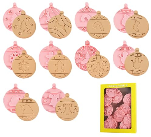 Fyrdyn Set d'Emporte-Pièces de Noël,Embossage à Main Pressée,Formes et Empreintes pour Biscuits | Pour Noël Halloween Pâques Thanksgiving Cuisson Débutants Pâtissiers Cuisines