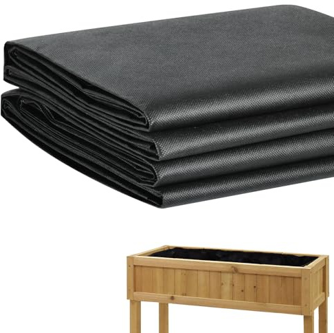 Sibosen 2 paquetes de forro de tela para grandes macetas de verduras al aire libre, 2,9 m x 1,6 m, no tejido, negro, vegetales y hierbas, promueve el drenaje del agua y la retención de tierra