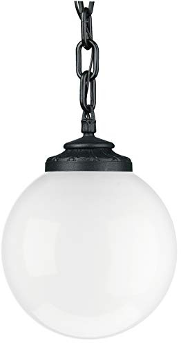 DOPO LIGHTING - Lámpara de techo INDURA GLOBO (H.72cm),resina, uso exterior IP65 E27, difusor/esfera ø30 cm, ideal para instalaciones en balcones y/o terrazas, entradas o porches, negro