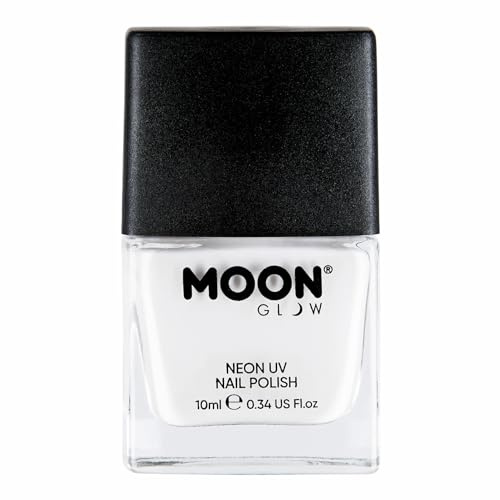 Moon Glow Esmalte de uñas UV neón - Esmalte de uñas neón brillante - Brilla bajo los rayos UV Blanco 10 ml (Paquete de 1)