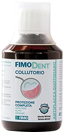 Fimodent Collutorio Antiplacca Quotidiano - Clorexidina 0,05% e Fluoro - Prevenzione Completa Antiplacca, Gengive e Alito - Aroma Menta Briosa - 200mL