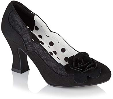 Ruby Shoo Chrissie Noir Black Mid Heel Lace Court Shoe UK 3