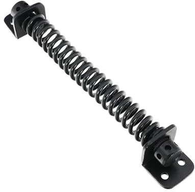 Heavy Duty 8” 200mm Iron Self Closing Gate Spring Closure Adjustable Tensioner Epoxy Black for Garden Doors Fence Doors, Wooden Gates