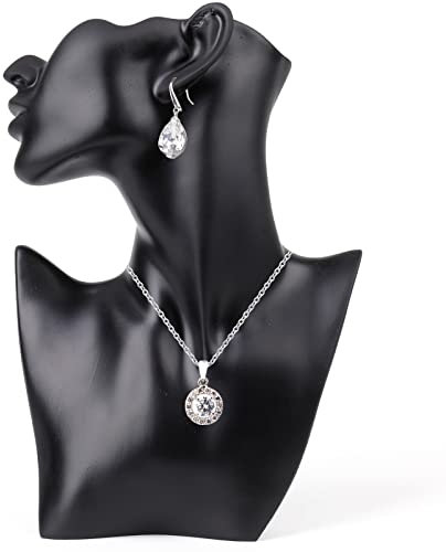 SOUJOY Présentoir à bijoux, support de boucles d'oreilles, pendentif en résine noire, organisateur de buste pour montrer des bijoux, colliers, boucles d'oreilles, bagues