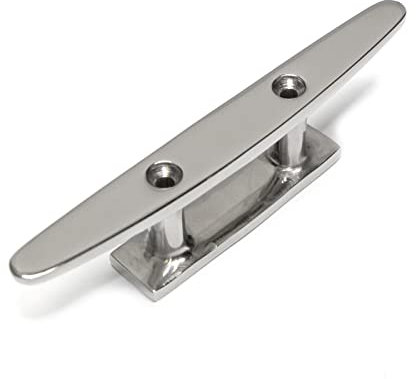 PRIOstahl Klampe Belegklampe Bootsklampe Festmacherklampe Seil - 150mm x 1 Stück Flach mit 2-Loch Edelstahlklampe Festmacher Bootsbeschläge zur Befestigung Tauwerk Fender Boot aus Edelstahl V4A