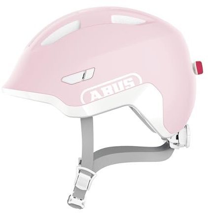 ABUS Kinderhelm Smiley 3.0 ACE LED - Fahrradhelm mit Licht - Tiefe Passform & Platz für einen Zopf - für Mädchen und Jungs - Pure Rose, Größe M