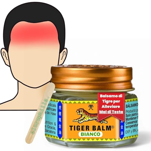 Balsamo di Tigre - Tiger Balm, Alleviare Mal di Testa, Balsamo di Tigre Originale, Crema per Massaggi, Cervicale Collo Rimedi, Spatola per Applicazione (Bianco)