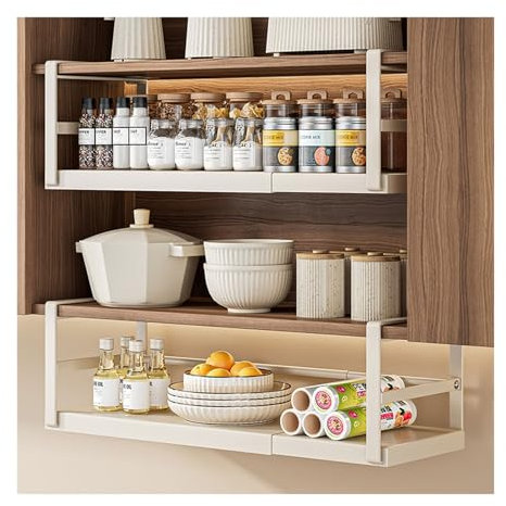 Generico Credenzacredenza Scaffale Cestino da Appendere Cestino da Appendere in Metallo Armadio Cestino Scaffale per Appendere l'armadio della Cucina Guardaroba Ripiano Inferiore Cestino portaoggetti