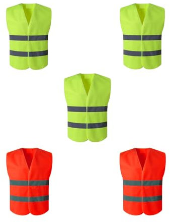 EinNana 5 stück Warnwesten Auto Warnweste Pannenweste Sicherheitsweste Neongelb KFZ Pannenhilfe Reflektierende Warnwesten für Auto Fahrern Arbeitskräften Erwachsene (Grün+Orange)