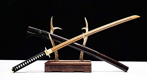 Bokken con Lama in Palissandro, Katana Fatta a Mano con paramano in Rame Puro, Spade da Samurai in Legno da 103 cm per Allenamento Kendo Iaido, Cosplay, Decorazioni per la casa, Raccolta, Nero