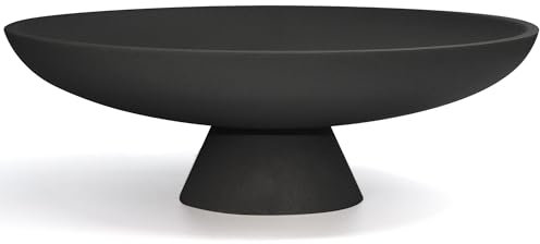 LIN CHUAN Large Decorative Bowl, Modern Resin Pedestal Bowl for Home Decor, Stylish Fruit Bowl for Kitchen Counter, Chic Key Holder for Entry Table, Matte Black